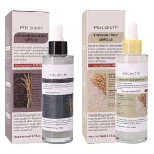 Black Rice Exfoliant,Peel Shot Rice Ampoule Duo Set White and Black Rice Exfoliating facial mask .Reduce blackheads, shrink pores, suitable for all skin types, 2.03Fl Oz (Pack of 2)