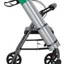 Oxygen Tank Holder for Walker and Rollator Fits D and E Cylinders for 1 inch to 1 1/8 inch 25 to 28.6 mm Tubes ONLY Steel Bracket with Secure Straps and Cup Holder Check Fit Before Purchase
