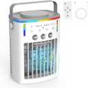 IPOW 2100RPM Quiet 4-in-1 Portable Air Conditioners Cooling Fan with 3 Speeds &3 Modes, 2-8H Timer, 1000ml Water Tank Mini Portable AC for Room Camping Car Office with Colorful Night Light