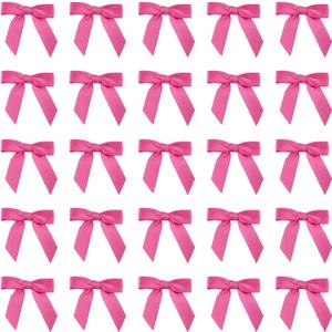 7Rainbows 50pcs Boutique 1.5" Hot Pink Satin Ribbon Mini Bows for Craft Sewing Scrapbooking Wedding and Gift Wrapping