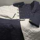 Blue & White Cotton Padded Gambeson with Leather Straps & Buckle Closure (3X-Large)