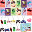 BAYSING 30 Pack Valentines Day Gifts for Kids, Valentines Keychain with Cards, Classroom Exchange Prizes & Party Favors, Kids Valentines Day Cards, Ideal Valentine Gifts for Boys Girls