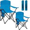 Camping Chair 2 Pack Portable Folding Chair with Cup Holder and Cooler Bag, 285lbs Capacity, Upgraded Foldable Chair for Outdoor, Beach, Fishing, Backpacking, Sky Blue