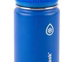 ThermoFlask Kids 16 oz Insulated Water Bottles with Straw Lid BPA-Free Stainless Steel Leakproof & Spill-Proof Design Easy Clean Wide Mouth 1-Pack for School, Sports, Playdates, Blueberry/Wolf Grey