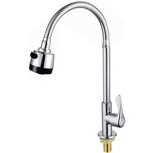 Kitchen Single Cold Water Sink Faucet 360 Rotatable Tap Swivel Aerator Only Cold Water Flexible Bendable with Sprayer