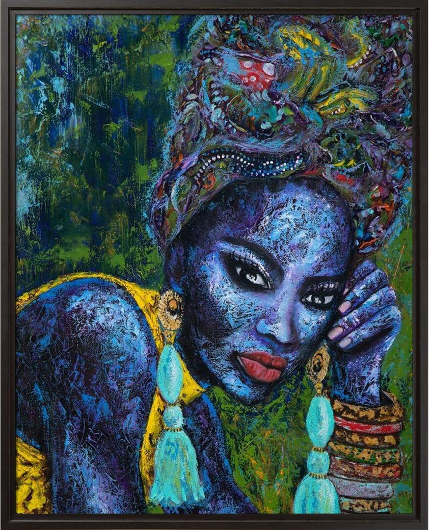 Blue Flame with Black Floater Frame, 21.5" x 25.5"