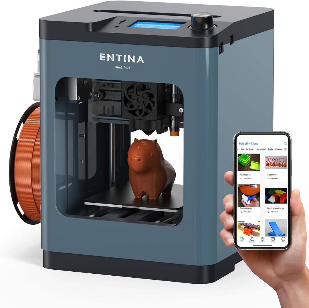 3D Printers TINA2 Plus V2, 250mm/s High Speed Auto Leveling FDM Mini 3D Printer with Spring Steel Platform, Fully Assembled 3D Printer for Kids and Beginners with WiFi High Precision 3D Printers