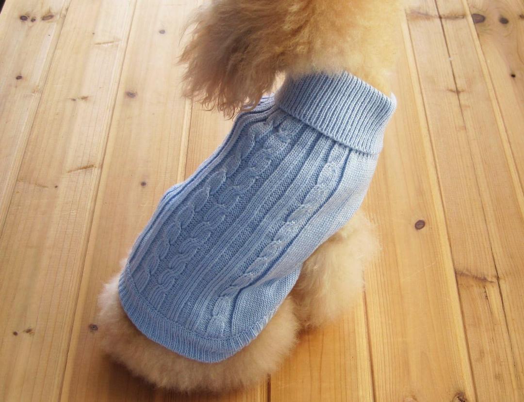 FAMI Dog Clothes Dogs Sweater Soft Puppies Clothing Winter Puppy Sweaters Warm Outfit for Dogs Small XS S Cat Apparel (SkyBlue,X-Small)