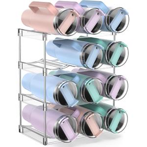 Upgraded Larger Water Bottle Organizer for Stanley 40 oz Tumbler with Handle, Stanley Cup Organizer for Cabinet, Kitchen Storage for Accessories, Tumbler Mug Cup Hold 12