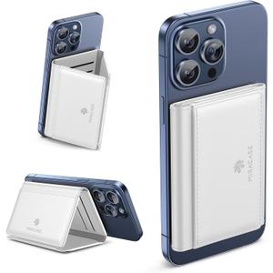 Miracase Magnetic Wallet for Men/Women with Stand, Compatible with MagSafe Wallet, 4+ Cards, 0.5 inch thick, Card Holder for iPhone 17/16/15/14/13/12 Series(White)