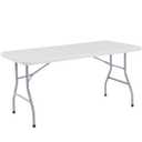 National Public Seating 30" x 60" Plastic Folding Table - Adjustable, Heavy-Duty, Portable, Indoor/Outdoor Table for Office, Camping, Events & Parties  Scratch & Heat Resistant, Speckled Gray