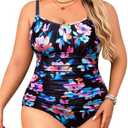 Aqua Eve Plus Size Swimsuit for Women Tummy Control One Piece Bathing Suit Vintage Swimwear 18