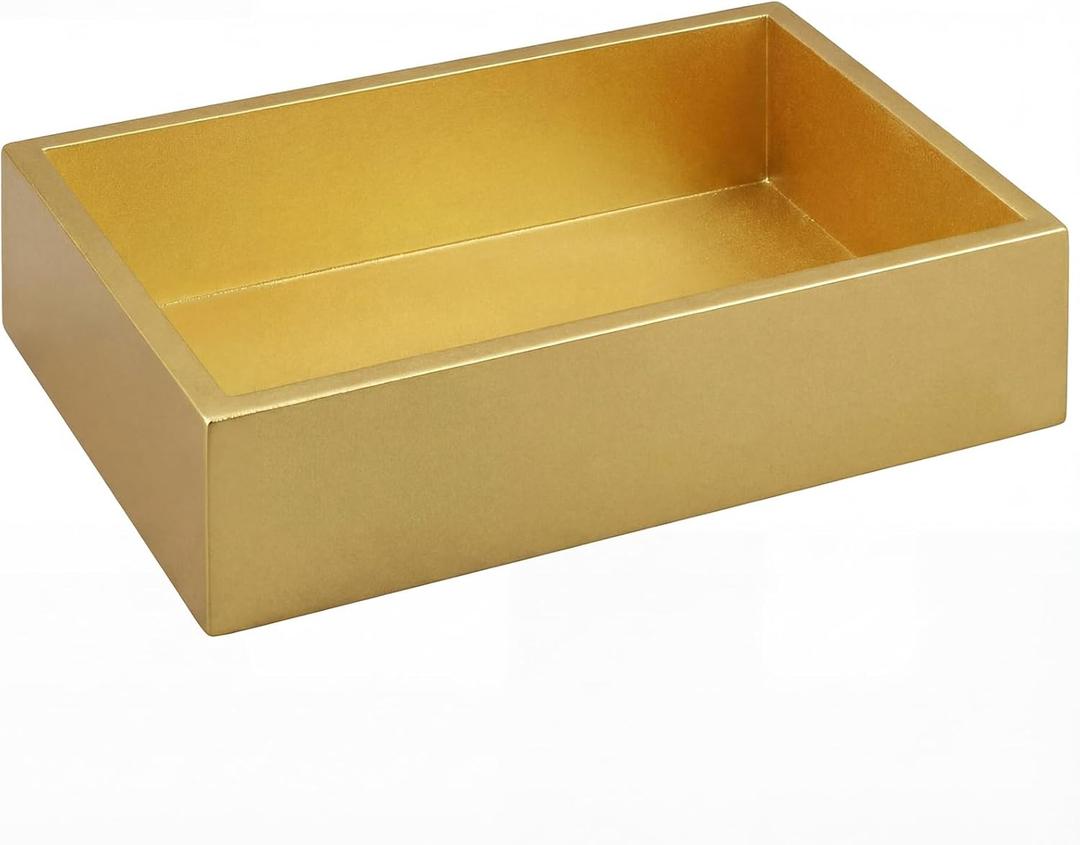 9.5x6.3x2.5'' Large Gold Lacquer Guest Towel Napkin Holder Paper Hand Towel Holder for Bathroom Napkin Towels Holders Tray for Room Kitchen Accessories Table Party(Gold)