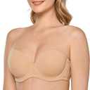 Women's Underwire Contour Multiway Full Coverage Strapless Bra size 40D, Taupe Tan 
