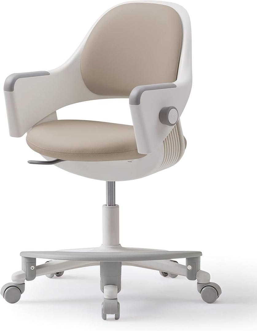 SIDIZ Ringo Kids Desk Chair : Ergonomic Kids Chair with Footrest, 4-Step Growing Function, Adjustable Seat Height, Sit-Locking Casters, Swivel Type (Soy Milk Beige)