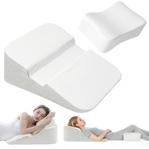 Side Sleeper Pillows for Adults,2PCS Bed Wedge Pillow Set for Sleep,Contoured Support Pillows,Support Shoulder Relief,Ergonomic Shoulder Pillow for Side Sleepers,Removable and Clean