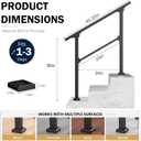 Hand Rails for Outdoor Steps, 3-Step Metal Stair Railing Kit, Matte Black