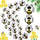 48 Pieces 3D Bee Yellow Stickers Decor Removable Mural Decals Honey Bee Clings for Home Office Fridge Decorations Party Supplies,3 Sizes