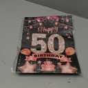 Rumia Rose Gold 50th Birthday Gift Bag with Happy 50th Birthday Greeting Card and Tissue Paper for Women Rose Gold Christmas 50th Bday Gift Wrap Bag for 50 Years Old Party Decorations Supplies