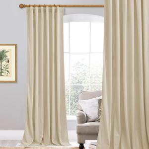 StangH Beige Velvet Curtains for Bedroom, Room Darkening Elegant Home Decoration for Nursery, Back Tab Thermal Insulated Window Drapes for Living Dining Room, W52 x L84 inches, 1 Panel (52"W x 84"L (Pack of 1))