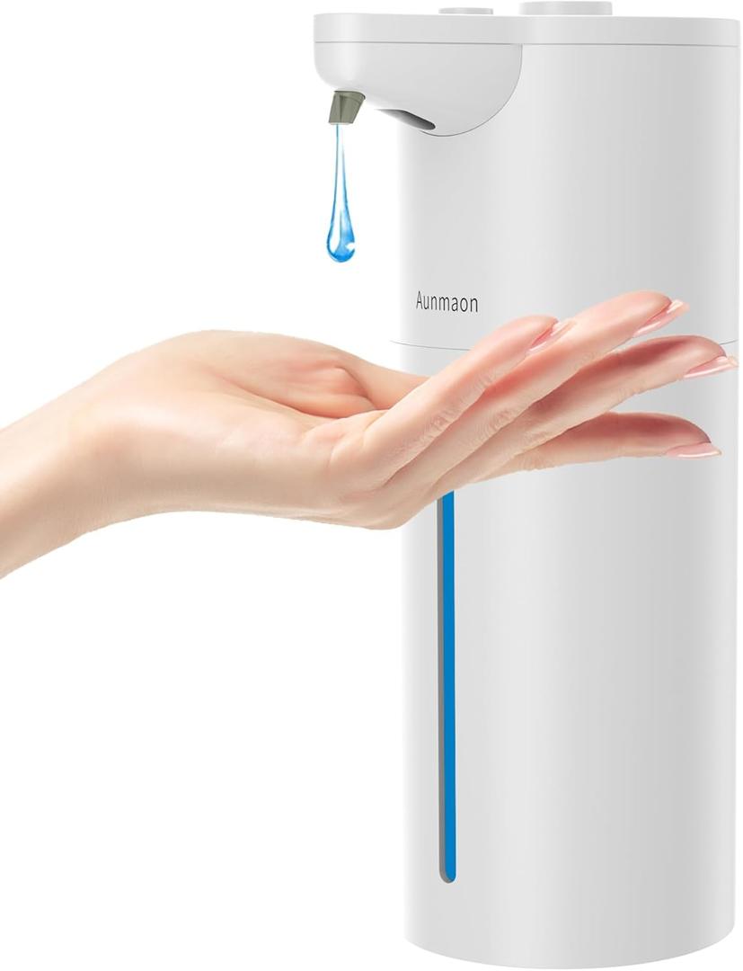 Aunmaon Automatic Soap Dispenser Touchless, Modern, Kitchen & Bathroom, Hands-Free, Adjustable Volume, Long Battery Life, Compatible with Thick & Thin Soap, Easy for Toddlers, Clog-Free, White