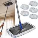 Masthome Extra Large Microfiber Mop for Floor Cleaning, 16 Flat Mop with 5 Pad for Wet & Dry Use, Dust Mop for Hardwood Laminate Tile Ceramic, 1 Cleaning Scraper Included-Blue