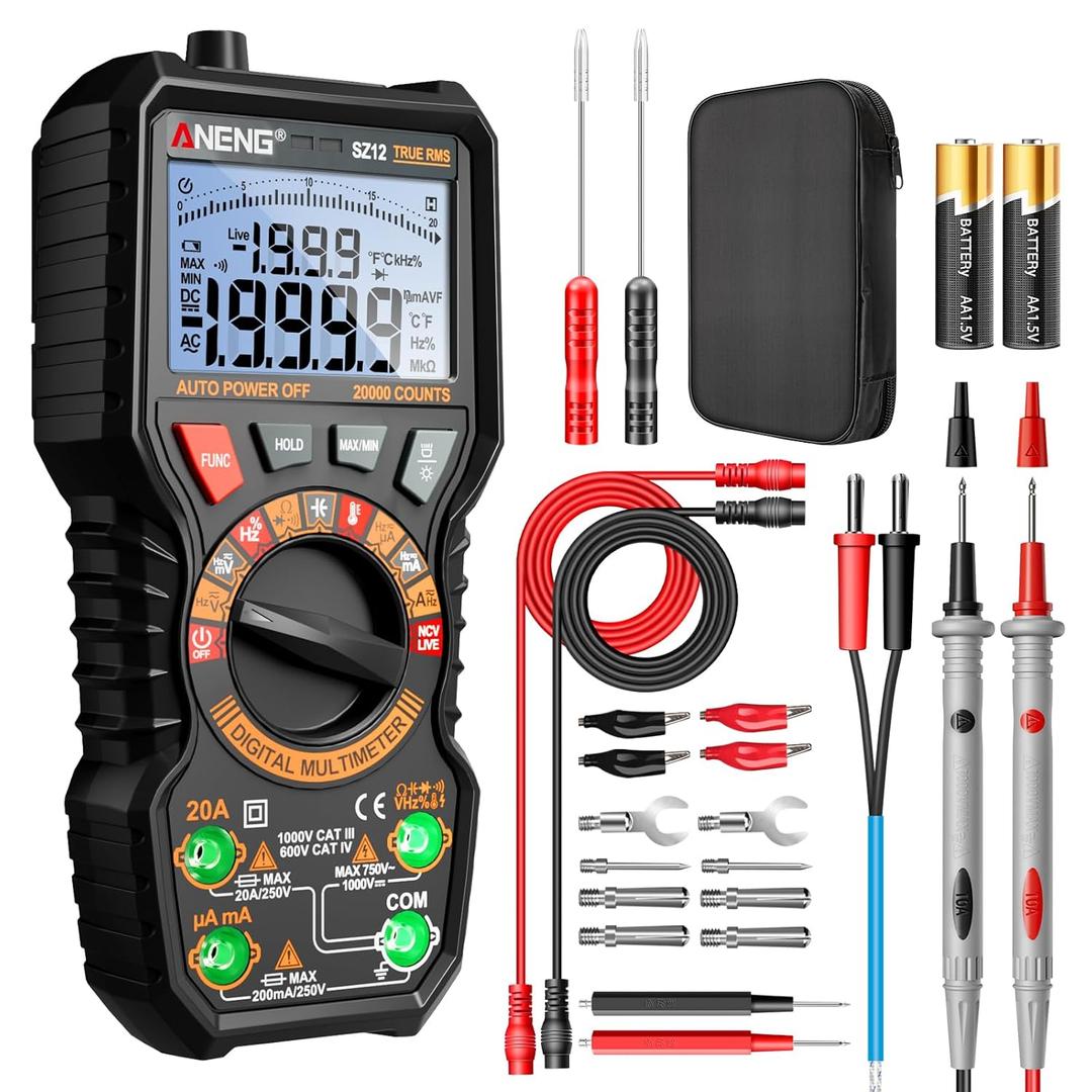 ANENG Multimeter,TRMS 20000 Counts Magnetic Digital Tester with High Resolution Auto Ranging MAX/MIN Voltmeter Measures AC/DC Voltage,Current,Resistance,Capacitance, NCV,Data Hold Amp for Automotive
