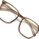 Oversized Square Blue Light Blocking Glasses for Women Men, Anti-Fatigue Computer Monitor Gaming Glasses Reduce Eye Strain (Brown)