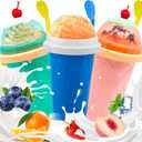 FANS-ONE Slushie Cup, 3 Pack Frozen Magic Slushy Cup, Reusable Slushy Maker Cup for Juice Ice Cream Milk Yogurt, DIY Cups with Lid & Straw Cool Stuff Things for Kids Friends Family (Blue+Pink+Green)