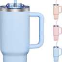 COKTIK 40 oz Tumbler With Handle and Straw, Insulated Tumbler With Leakproof Lids, Stainless Steel|BPA-Free, Cold for 24 H (Silent Sky)