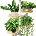 GEEBOBO 5 Tier Plant Stand Indoor, Metal Wood Plant Stands For Indoor Plants Multiple, Corner Tiered Flower Plants Shelf Stand for Living Room Bedroom, White