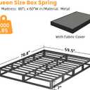 VIPSHOW 7 Inch Queen Metal Box Spring with Round Corners - 3000 lbs Capacity, High Profile Heavy Duty Mattress Foundation with Steel Slats, Noise-Free, Easy Assemble, Black