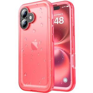 SPORTLINK for iPhone 16 Plus Case - IP68 Waterproof Military Protective Full Body Heavy Duty Shockproof 360 Sealed Dustproof with Camera Screen Protector Cover for i Phone 16 Plus 6.7" Pink
