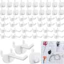 Roowest 84 Pcs Pegboard Hooks Plastic Straight Hook Fits 1/4" Pegboards Accessories Multiple Size Peg Board Hooks for Craft Storage Tool Room Kitchen Garage Organizer Tools Display (White)