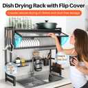 Over The Sink Dish Drainer Drying Rack 3 Tiers with Cover, Keep Kitchen Sink Shlef Organized Space-Saving Dish Drying Rack, Large Stainless Steel Sink Dish Rack for Dishes, Bowls, Cutlery (37.4"w)