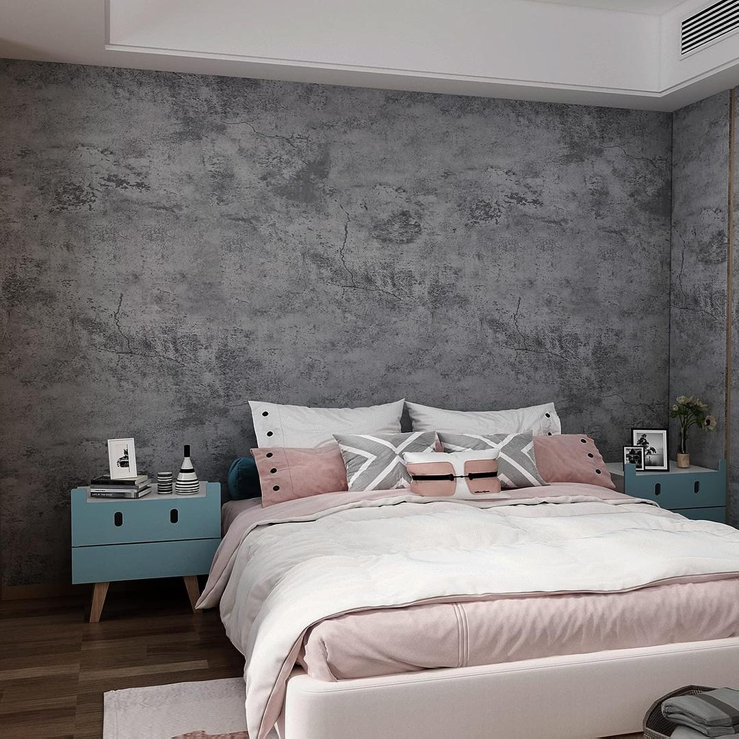 3yecao 48"×354" Extra Wide Thick Large Size Blue Grey Cracked Concrete Wallpaper Peel Stick Dark Blue Gray Concrete Contact Paper Vinyl Textured Cement Sticker for Bedroom Basement Coffee Room Walls