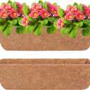 Y&M 2Pcs 24" Trough Coco Fiber Replacement Liner, Pre-Formed Window Deck Coco Liner, Natural Coconut Planter for Wall Hanging Basket, Window Box, Fence, Railing