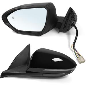 Left Driver Side Mirror Assembly Fits 2022 2023 2024 Hyundai Tucson with Power Glass Heated Turn Signal Blind Spot Detection and Manual Folding Match to Black Replace HY1320328 (8 Pins)