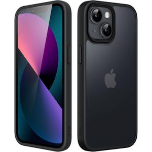 JETech Matte Case for iPhone 13 6.1-Inch, Shockproof Military Grade Drop Protection, Frosted Translucent Back Phone Cover, Anti-Fingerprint (Black)