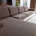 OHSIO Sectional Couch Covers, Wear Resistant Stretch Sofa Covers Washable Soft Couch Cushion Covers (3 Pieces 3 Seaters Cover, Brown) 84"D x 24.8"W x 8.1"H
