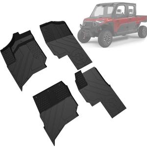 TPE Floor Mats for Polaris Ranger XD 1500, Front Rear Rubber Slush Liner All Weather Protection Mats for Polaris Ranger Crew XD 1500 Northstar Premium/Ultimate 2024 2025 Accessories (4PCS)