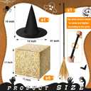 Simgoing Halloween Witch Theme Set 6 Hay Bales Paper Boxes 1 Witch Hat with 1 Plastic Witches Brooms for Witches Party Photo Booth Props Halloween Trunk Decoration
