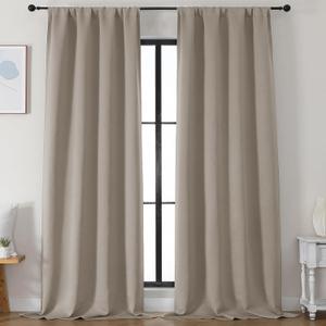 Simplebrand Stone Blackout Curtains for Bedroom 96 Inches Long 2 Panels, Solid Thermal Insulated, Energy Saving Living Room Window Treatment Curtains Blackout Drapes, W50 x L96 Inch, Stone