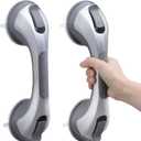 TAILI Shower Handles for Elderly Suction, 2 Pack 12 Inch Shower Grab Bars for Seniors, Grab Bars for Bathtubs and Showers, No Drilling Removable Safety Shower Grip, Silver