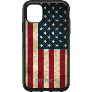 DistinctInk Case for iPhone 11 (6.1" Screen) - Replacement for OtterBox Symmetry Custom Black Case - Red White Blue United States Flag Old - Show Your Love of The United States of America