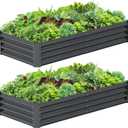 2PCS 6x3x1FT Galvanized Raised Garden Bed, Galvanized Planter Raised Garden Boxes Outdoor, Large Metal Raised Garden Beds for Vegetables-Grey