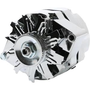 For Chevy for GM 1 Wire Alternator - Tesmirror One Wire Chrome Alternator High Output 105A 10SI SBC BBC for Chevy 350 305 DELCO Street Rod 1100125 ADR0335C 40012395 7127SECN100A 7127-SE105C