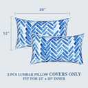 LVTXIII 2 Pack Outdoor Lumbar Pillow Covers 12x20 Inch with Piping, Water-Repellent Back Cushion Covers ONLY for Patio Furniture, Sofa, Garden Bench, Blue Bricks