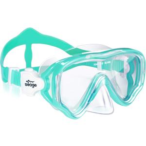 Seago Kids Swim Goggles Snorkel Diving Mask for Youth(5-15), Anti-Fog 180 Clear View (Green)