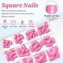 2 x LoveOurHome 240pc Square Press on Nails Short Fake Nails Cute Pink Glue on Nail Short Acrylic Nails Press ons Nail Tips Full Cover False Nail Square Fingernail with Adhesive Tabs for Women Girls